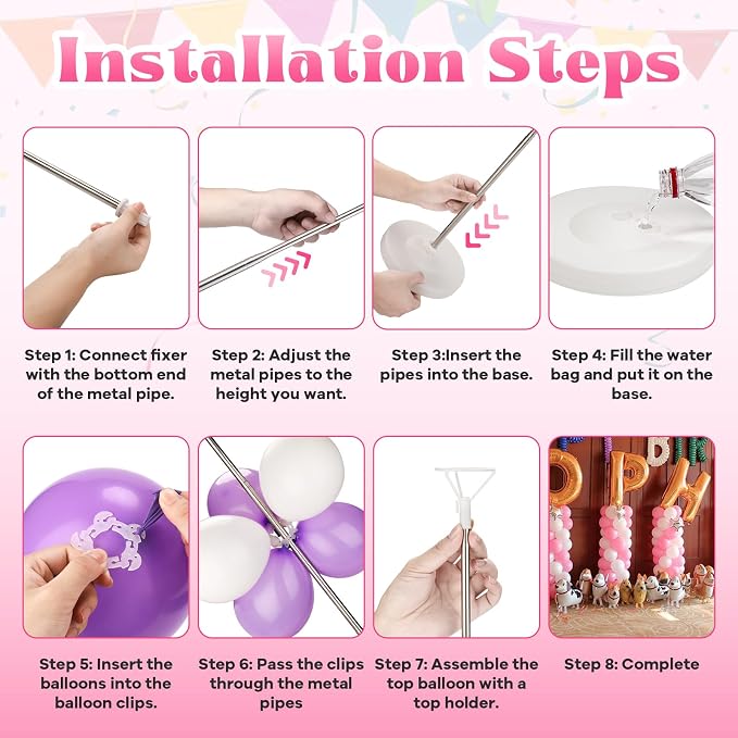 Voircoloria Balloon Stand Kit Set of 2, 7FT Adjustable Height Balloon Column Kit - Image 5