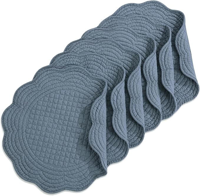 HOMBYS Quilted Placemats Set of 6 Washable Round Placemats by HOMBYS