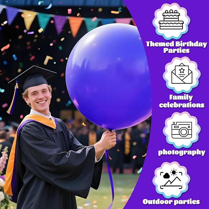 Purple Big Balloons 32pcs, 18 Inch Large Latex Giant Heavy Duty Balloons - Image 5