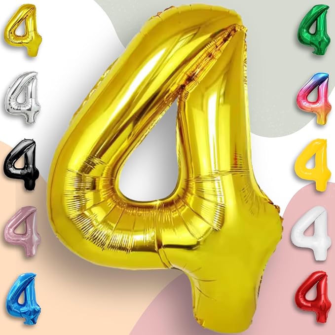 Gold Number Balloon 4 Mylar Foil Balloons 40 inch - Image 5