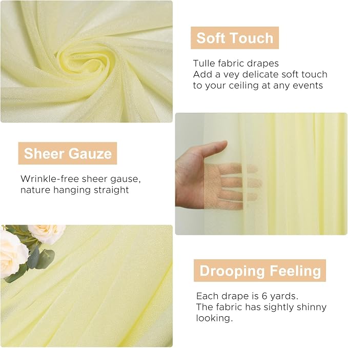 Beige Wedding Arch Draping Fabric Backdrop Drapes Sheer 4 Panels | 28.7"x20FT - Image 2