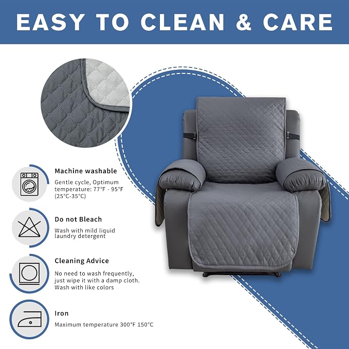 XINEAGE Water Resistant Recliner Cover, Nonslip Recliner Chair Covers - Image 7