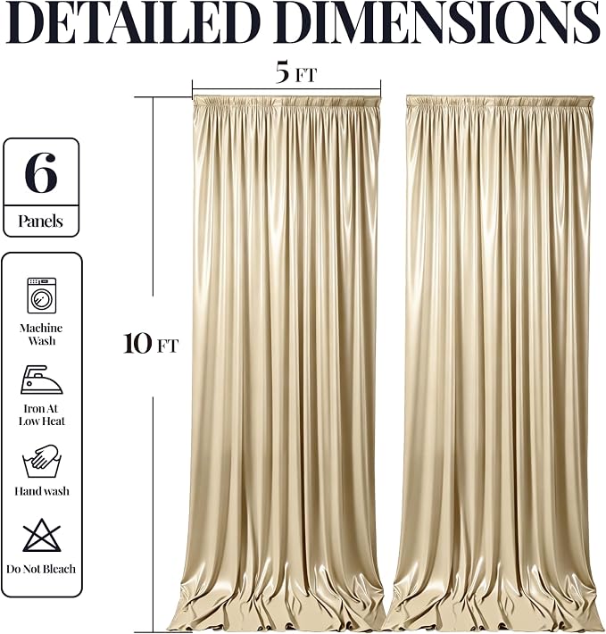 30x10ft Champagne Beige Glitter Backdrop Curtain - Image 9
