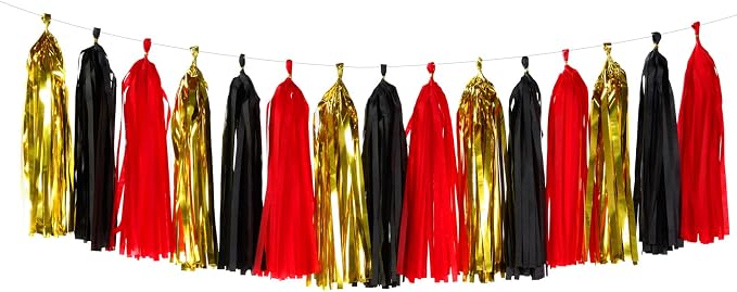 Black-Red Gold Party-Decorations Tassel Garland by Panduola