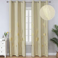 Elegant Natural Palm Leaf and Wheat Blackout Curtains Sunlight Blocking Noise by ESTELARTEXTILER