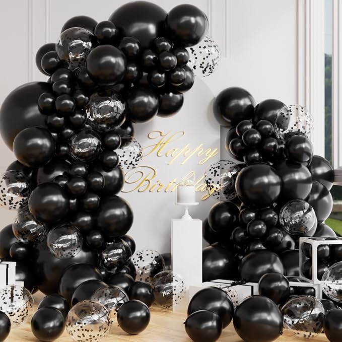 AULE 100Pcs Latex Black Balloons 18/12/10/5 Inch Different Sizes | Chrome Latex by AULE