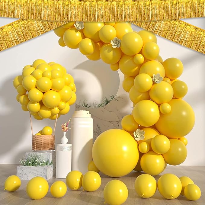 6 Pack 10 Feet Gold Foil Fringe Garland Metallic Tinsel Streamers Banner Wall Hanging Curtain Backdrop for Parade Floats, Birthday, Graduate, Mother's Day, Wedding Party Decoration