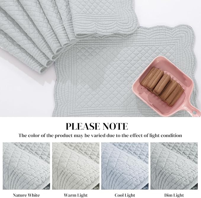 HOMBYS Quilted Placemats Set of 6 Washable-13x18 inches Rectangular Placemats - Image 3
