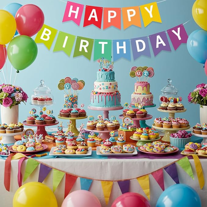 Happy Birthday Banner Pre-Strung Birthday Decorations Birthday Party Backdrop - Image 6
