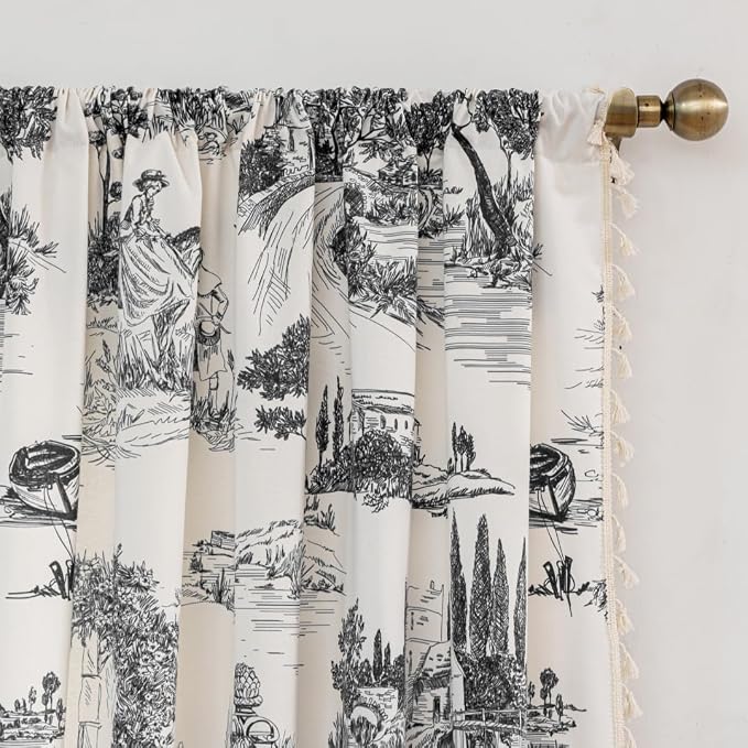F-CHU Black Vintage Curtains 72 Inches Long - Image 3