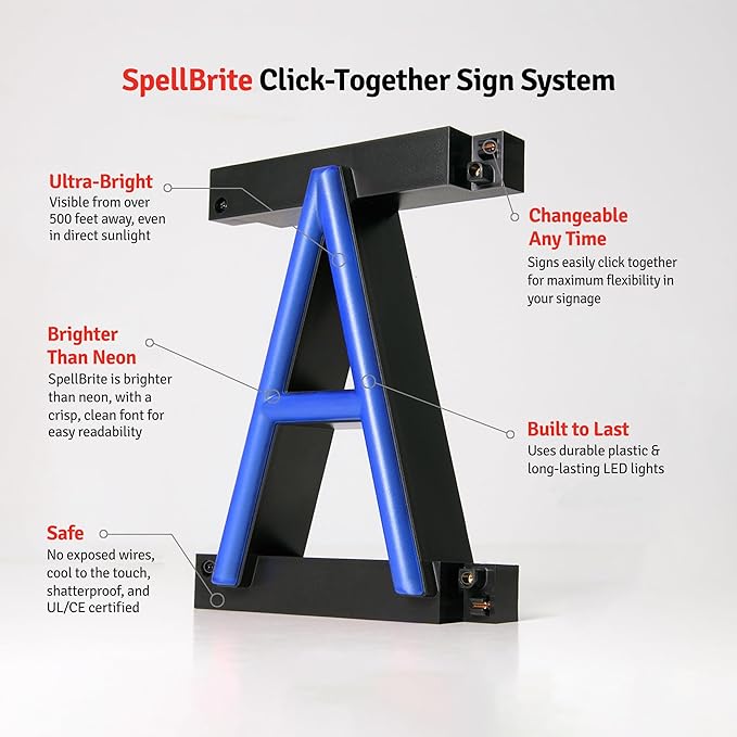 SpellBrite PINTS Sign | Beer-Related Sign with Neon Look, Blue LED Light Source | 17.8" x 6.3"