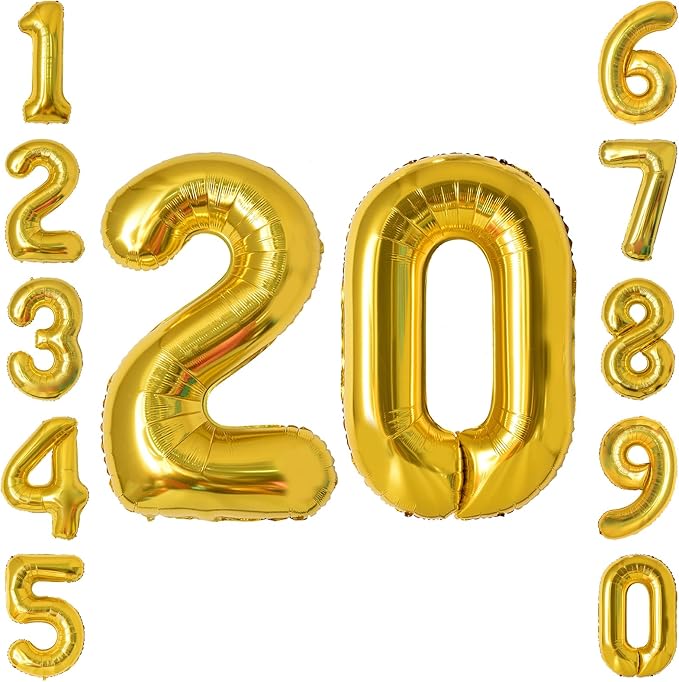 Gold Number 20 Balloon 40 Inch, Shiny Foil Decor by Unknown