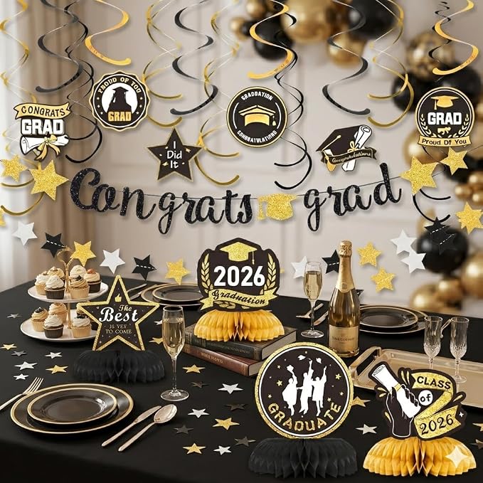 2026 Graduation Decorations, Congrats Grad Banner Gradutaion Centerpieces Grad - Image 6