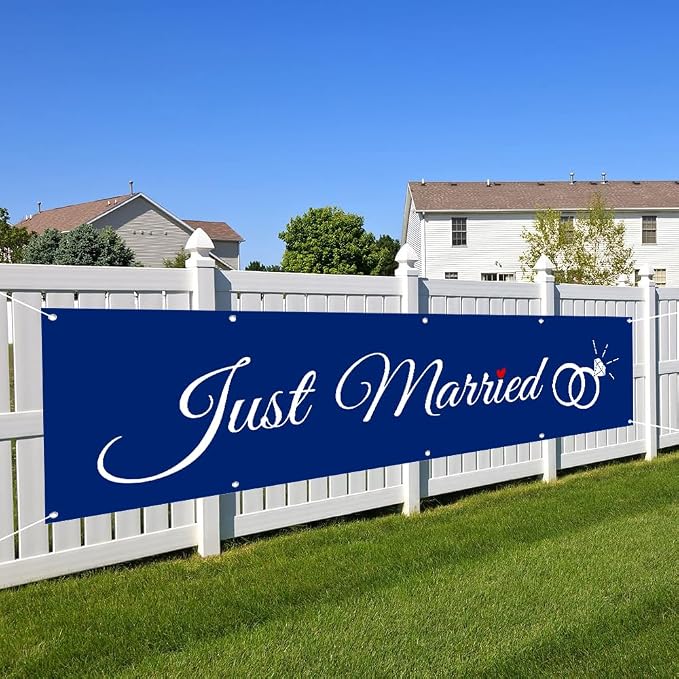 Just Married Flag Banner Outdoor Indoor Decoration Flag Double Stitched - Image 3