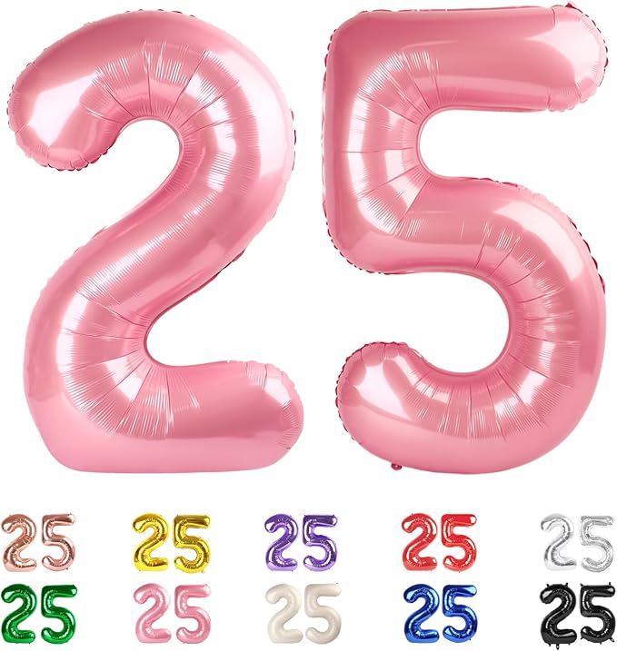 Number 25 Balloon 40Inch for 25th Women Birthday Decorations, Pearl Pink | 40In by Mluchee