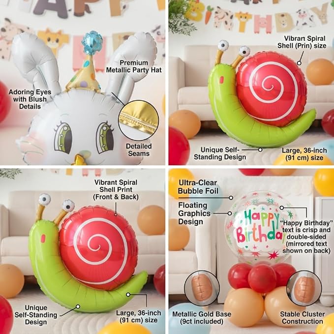 48 PCS Happy Birthday Farm Animals Foil Balloon Decorations Kit - Image 6