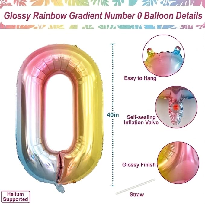 Rainbow Ombre Number 20 Balloon 40 Inch Pastel Foil - Image 4