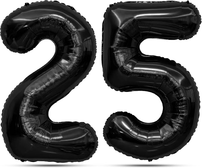 Black Number Balloons 25 Balloon Numbers 25th Number Balloon Foil Mylar Party by STARKET