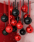 Jenaai 30 Pcs Black Red Round Foil Balloons by Jenaai