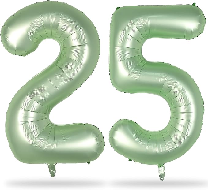 25th Birthday Balloons Sage Green by Lingqiang