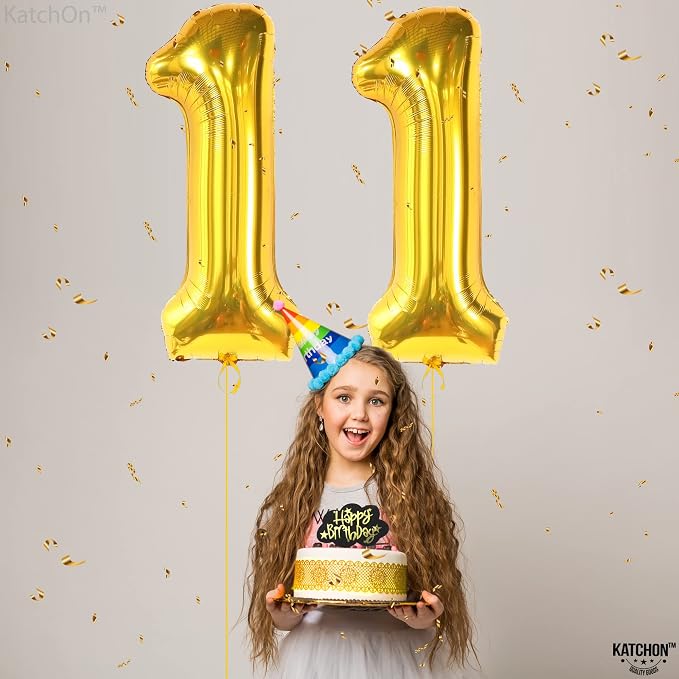KatchOn Gold Number 11 Balloon 40 Inch, 11th Birthday Balloon Decor | 11th - Image 5