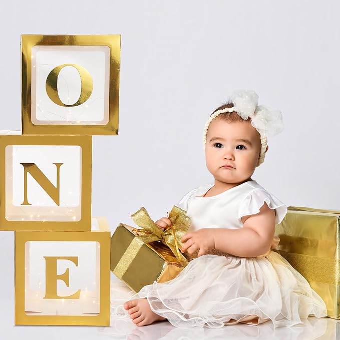 Qeeenar 3 Pcs One Balloon Box Decorations First Birthday Decorations - Image 7