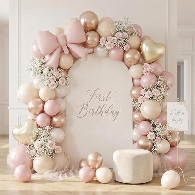 Pearl Pink and Gold Balloons - Image 6