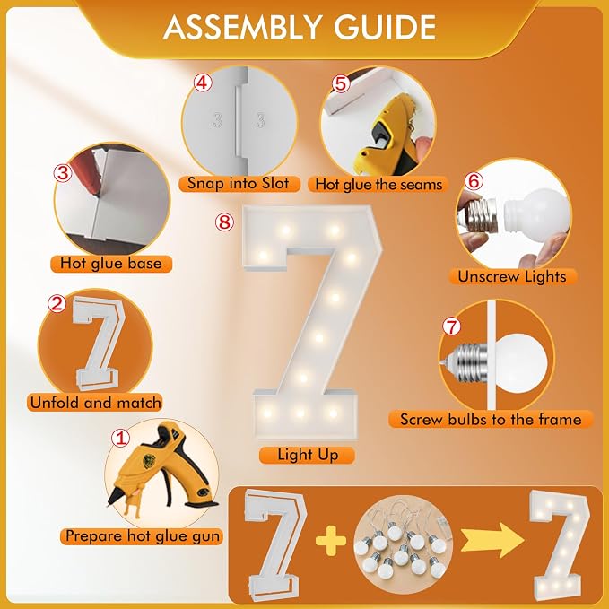 3FT Light Up Numbers Letters, Mosaic Numbers - Image 3