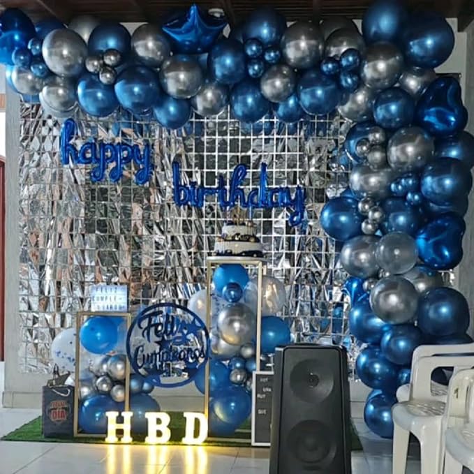 Navy Blue and Silver Balloons for Graduation Decorations | 12-inch metallic - Image 6