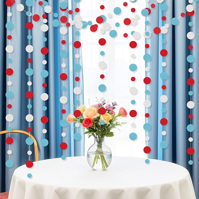 Outus 10 Pieces Colorful Circle Garland Banner Hanging Paper Dot Decorations - Image 7