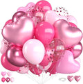 Pink Balloons, 12 Inch Metallic Hot Pink Magenta Pink Heart Balloons by FEYG