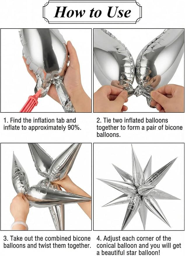 74 PCS Gold Silver Star Balloons Foil, 26 Inch Large Explosion Cone Balloons - Image 6