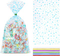 COQOFA 100 Pcs Blue Star 5"X11" Gift Wrap Cello Cellophane Treat Bags Clear by COQOFA