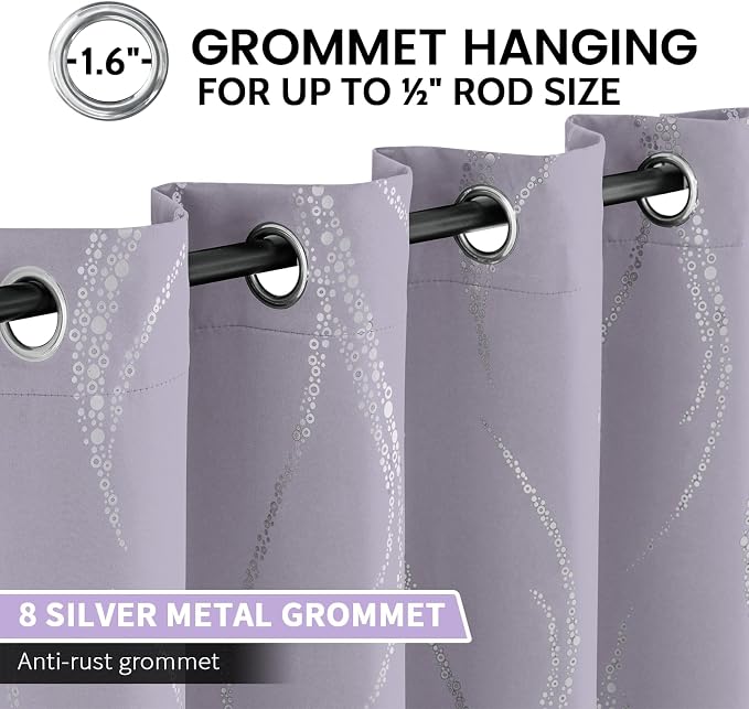 Yakamok Lilac Light Blocking Curtains - Image 3