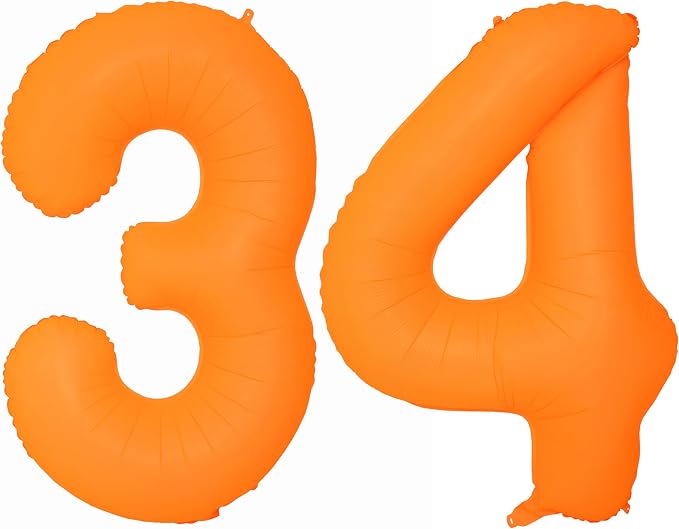 Orange Birthday Number 34 Balloon 40IN Fluorescent Orange 43 Balloon | by YOIOZAIZAI
