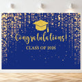 Mocsicka Class of 2026 Backdrop Blue Gold Glitter Bokeh Graduation Party by Mocsicka