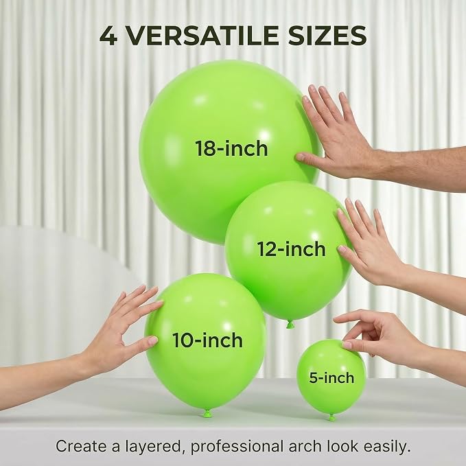 114pcs Lime Green Balloons, 18/12/10/5inch Light Green Latex Party Balloons | - Image 3
