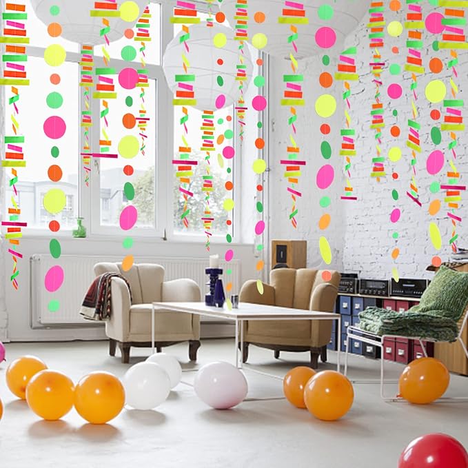 530feet UV Paper Neon Garland Neon Streamers Glow in The Dark Glow Party - Image 6