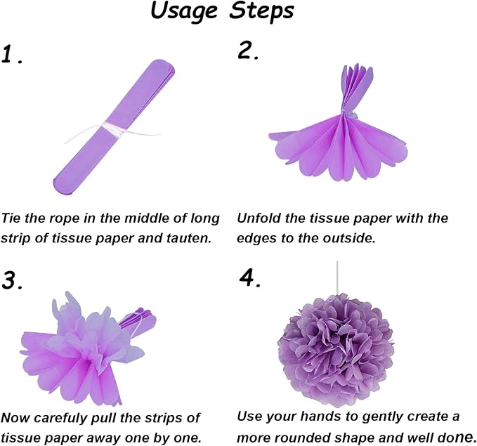 Tissue Paper Pom Poms, Recosis Paper Flower Ball - Image 5