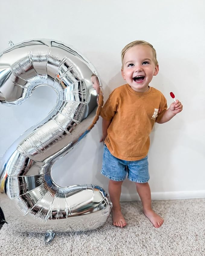 2 Balloon - Silver Birthday Number Balloons, 40 Inch Decorations Men Women | - Image 8