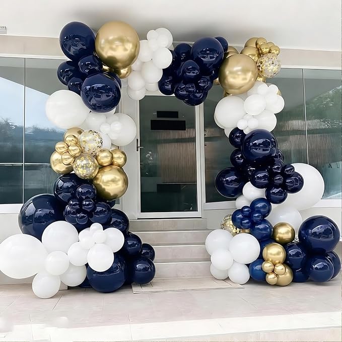 Navy Blue and Gold Confetti Balloons - Image 6