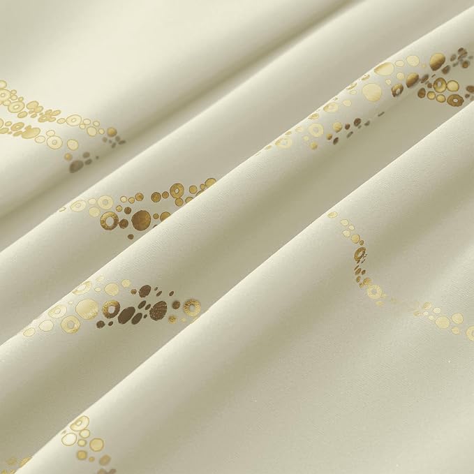 Yakamok Cream Light Blocking Curtains 63 Inches Long Gold Print Wide 52" | Gold - Image 7