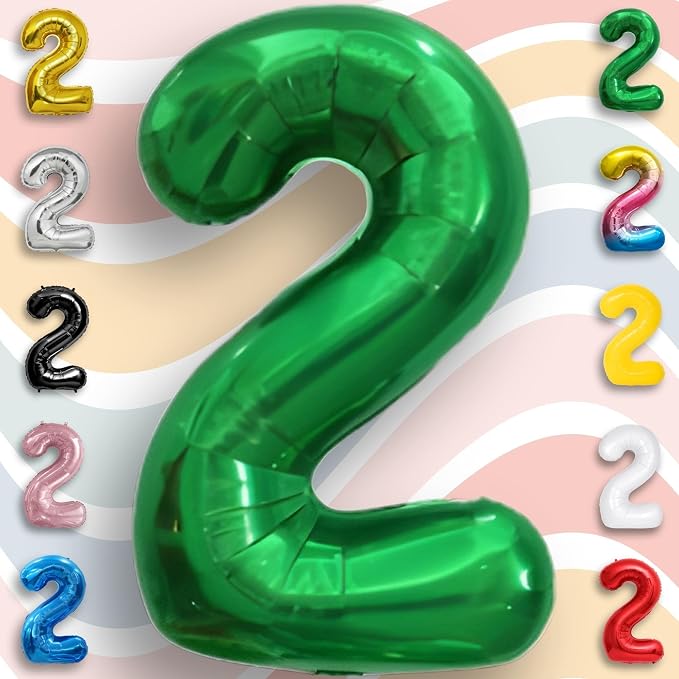 Green Number Balloon 2 Mylar Foil Balloons 16 inch - Image 2