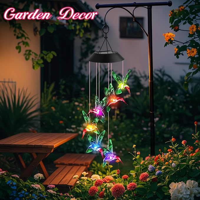 Winzwon Solar Wind Chimes, Christmas Gardening Hummingbird Gifts - Image 3
