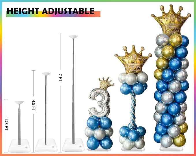 YALLOVE Balloon Column Stand Kit, 4 Sets of 7 Feet Height Adjustable Balloon - Image 3