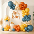 Here Comes the Son Balloon Arch Garland Kit, Slate Blue and Beige Balloon by Paeyeq