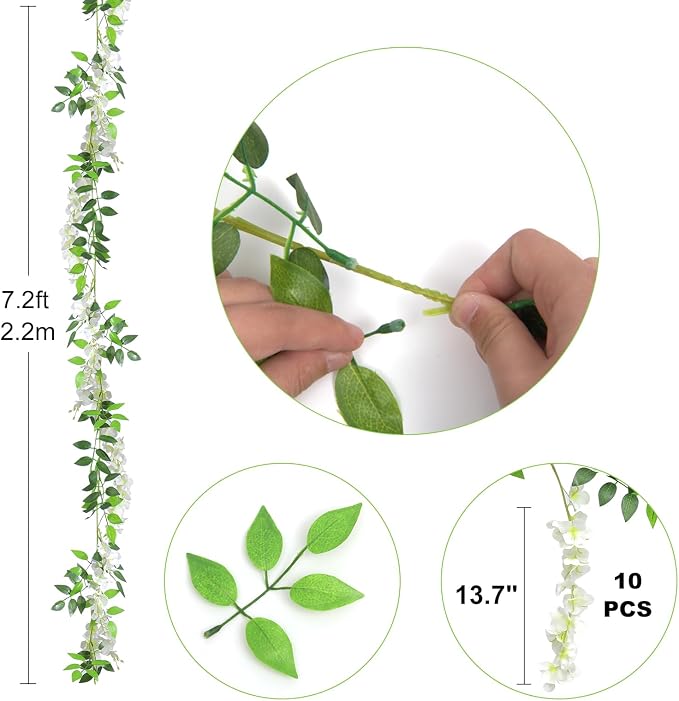 Findosom 4Pcs Total 28.8FT Wisteria Artificial Flowers Garland - Image 2
