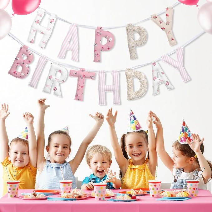 Pre-strung Happy Birthday Banner Sign Reusable Felt Happy Birthday Garland - Image 4