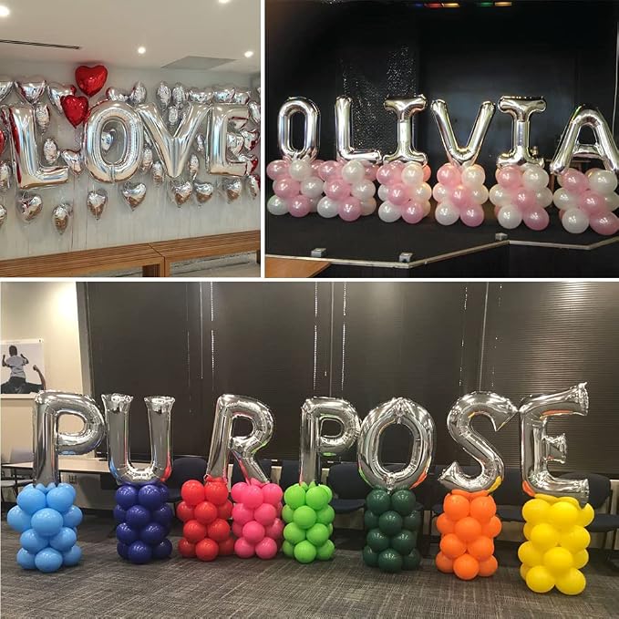 TONIFUL 40 Inch Large Silver Letter Q Foil Balloons Alphabet Balloons | Giant - Image 6