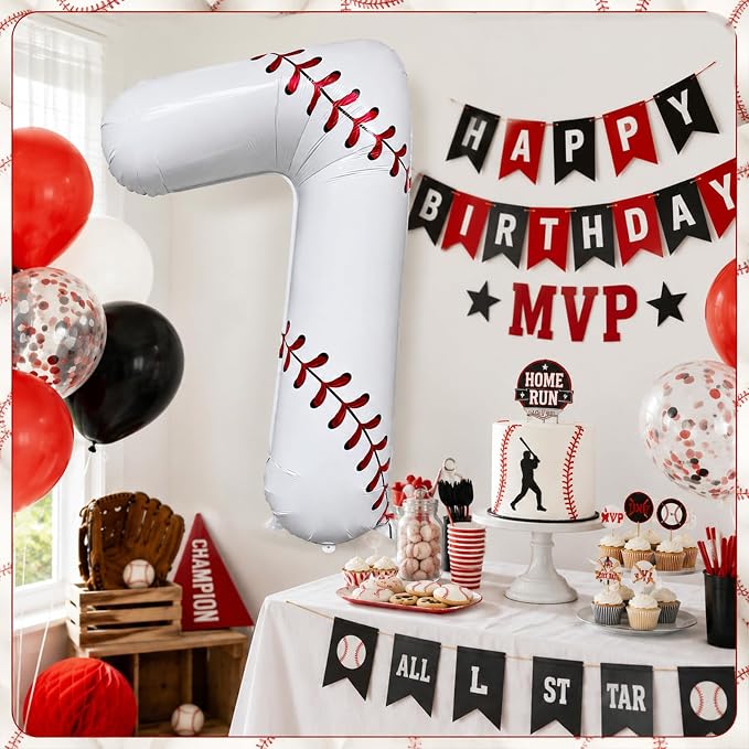 40 Inch Baseball Number 7 Foil Balloon, Baseball Birthday Decorations, Sport - Image 8